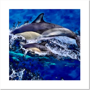 Dolphin mama and her baby Posters and Art